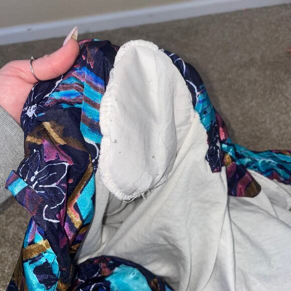 EVR Vintage 80's Jacket Womans Purple Floral Full Zip Windbreaker abstract SZ S - Picture 8 of 10